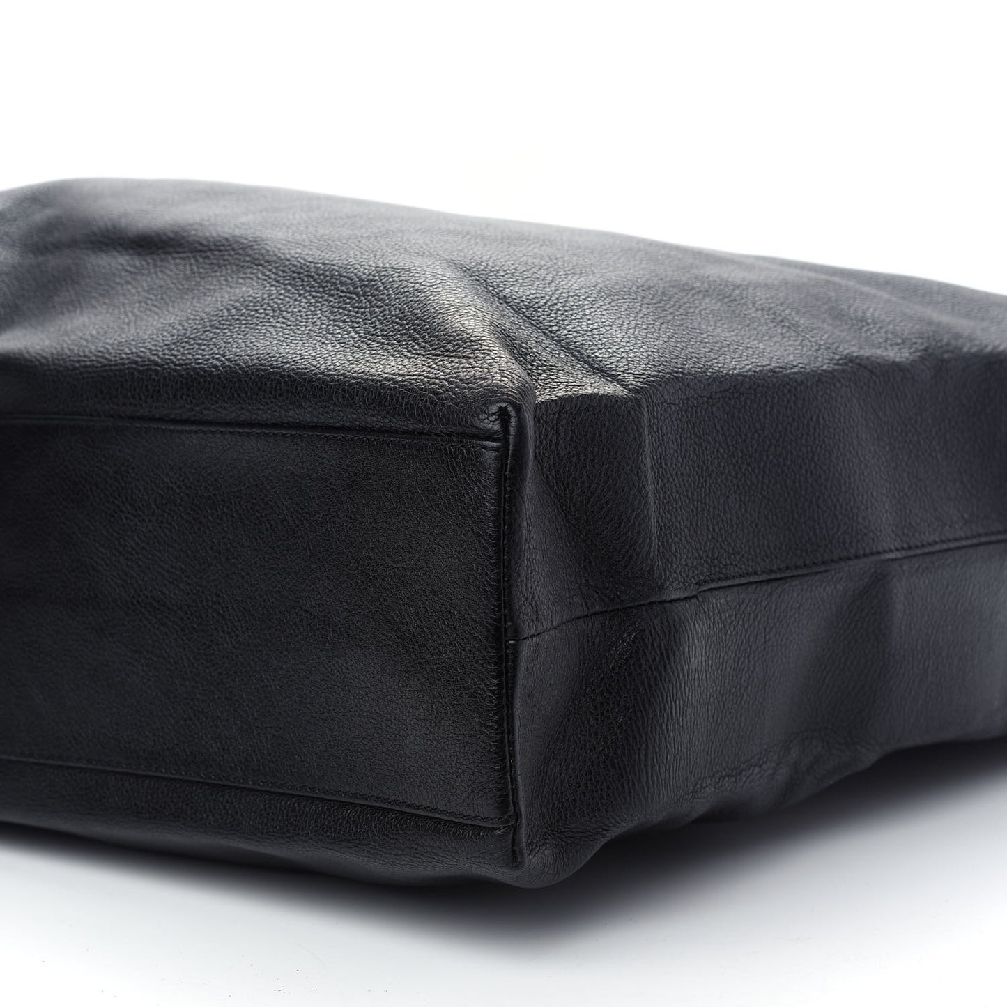 Calfskin Logo Shopping L Tote Black White