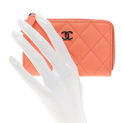 Chanel Caviar Quilted Zipped Key Holder Case Coral 2 of 7