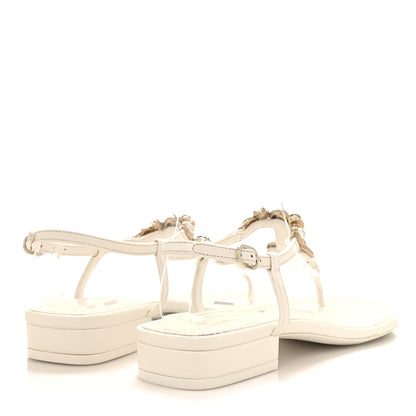 Chanel Lambskin Metal Heart Thong Sandals 38.5 White 4 of 7