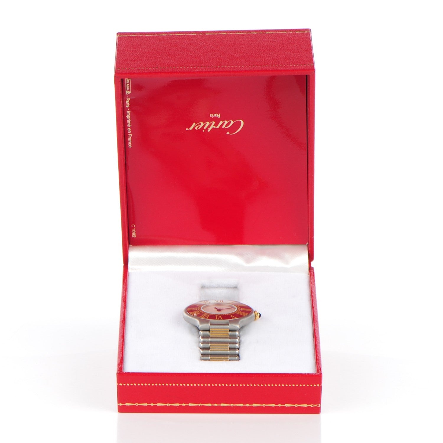 Cartier Stainless Steel 18K Yellow Gold 31mm Must De 21 Bullet Link Quartz Watch 9 of 9