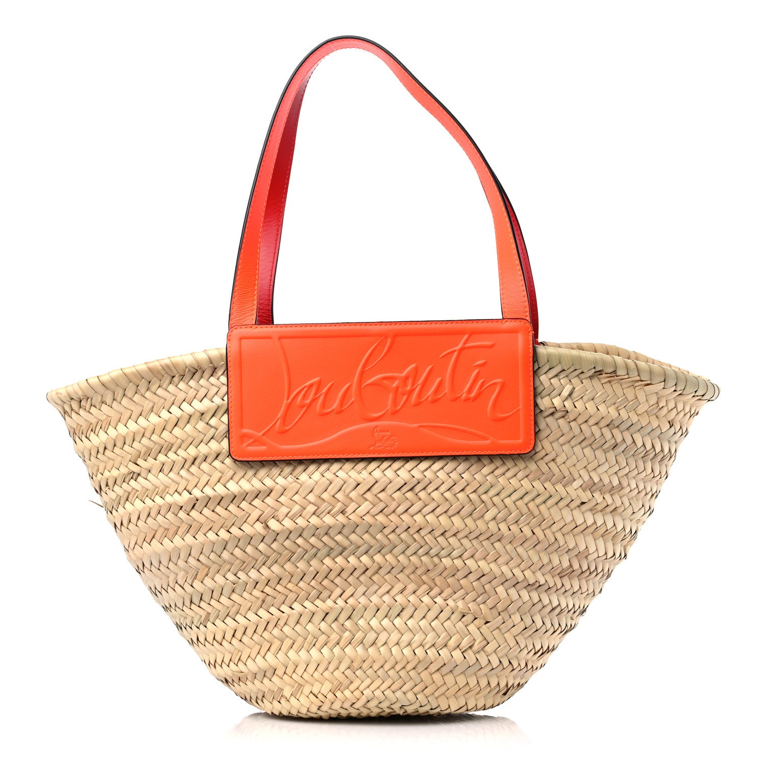 Christian Louboutin Woven Straw Loubishore Tote Sunrise 1 of 10