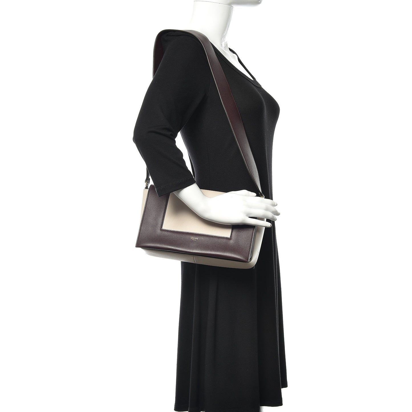 Shiny Smooth Calfskin Medium Frame Shoulder Bag Velvet Desert