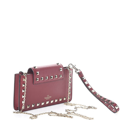 Valentino Garavani Calfskin Rockstud Phone Case With Chain Rubino 3 of 7