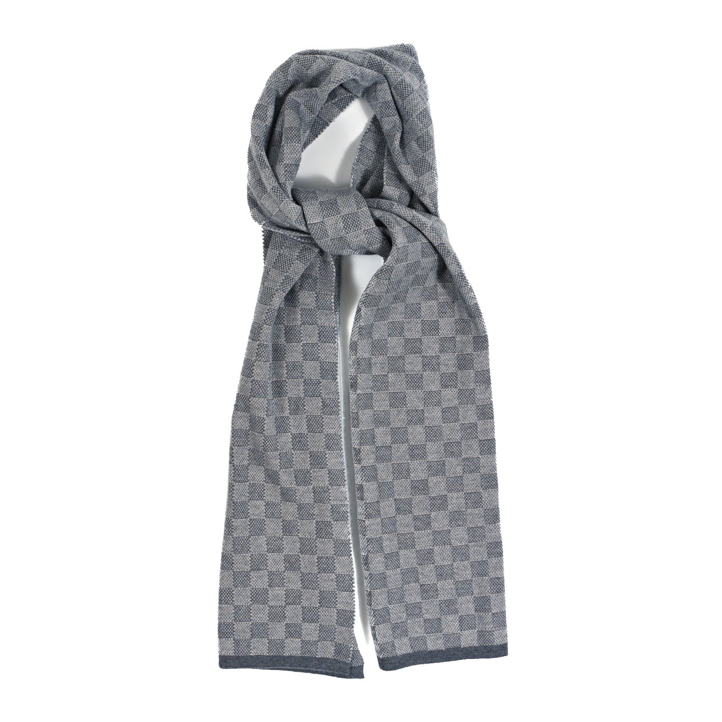 Wool Petit Damier Scarf NM Grey
