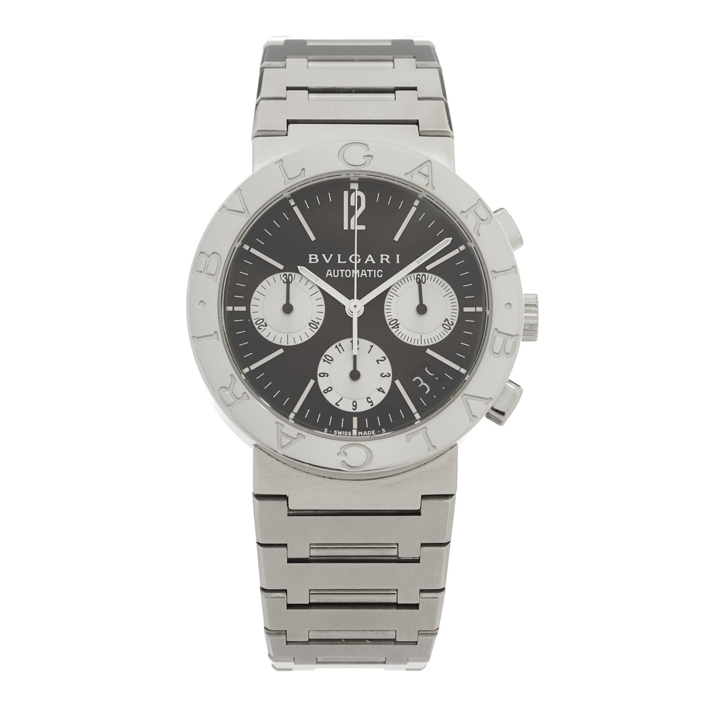 Stainless Steel 38mm Chronograph Automatic Watch Black