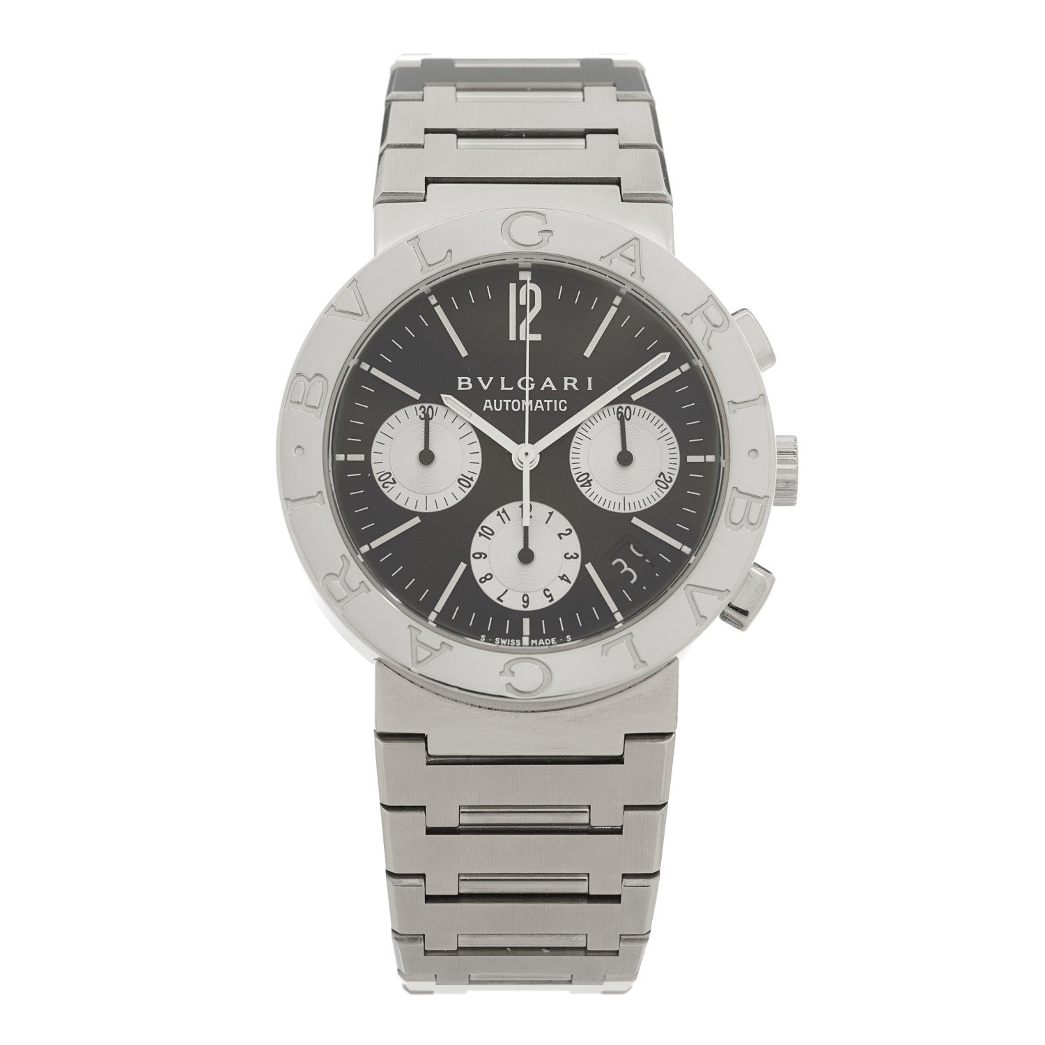 Bulgari Stainless Steel 38mm Chronograph Automatic Watch Black 1 of 4