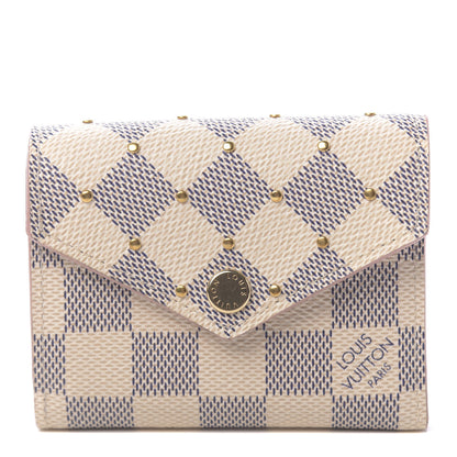 Louis Vuitton Damier Azur Studded Zoe Wallet Rose Ballerine 1 of 6