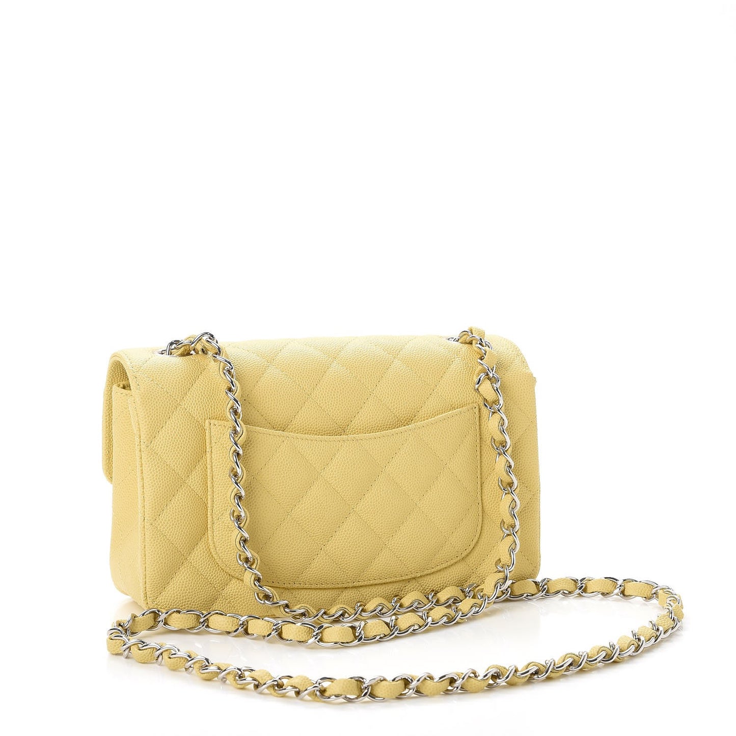 Caviar Quilted Mini Rectangular Flap Light Yellow
