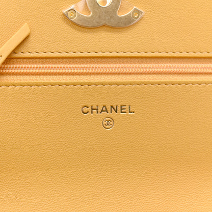 Chanel Lambskin Quilted Chanel 19 Wallet On Chain WOC Yellow 6 of 14