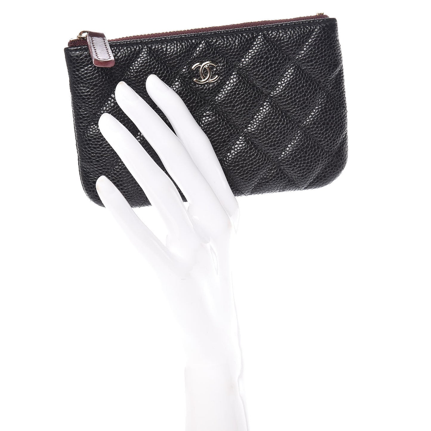 Caviar Quilted Small Cosmetic Case Black