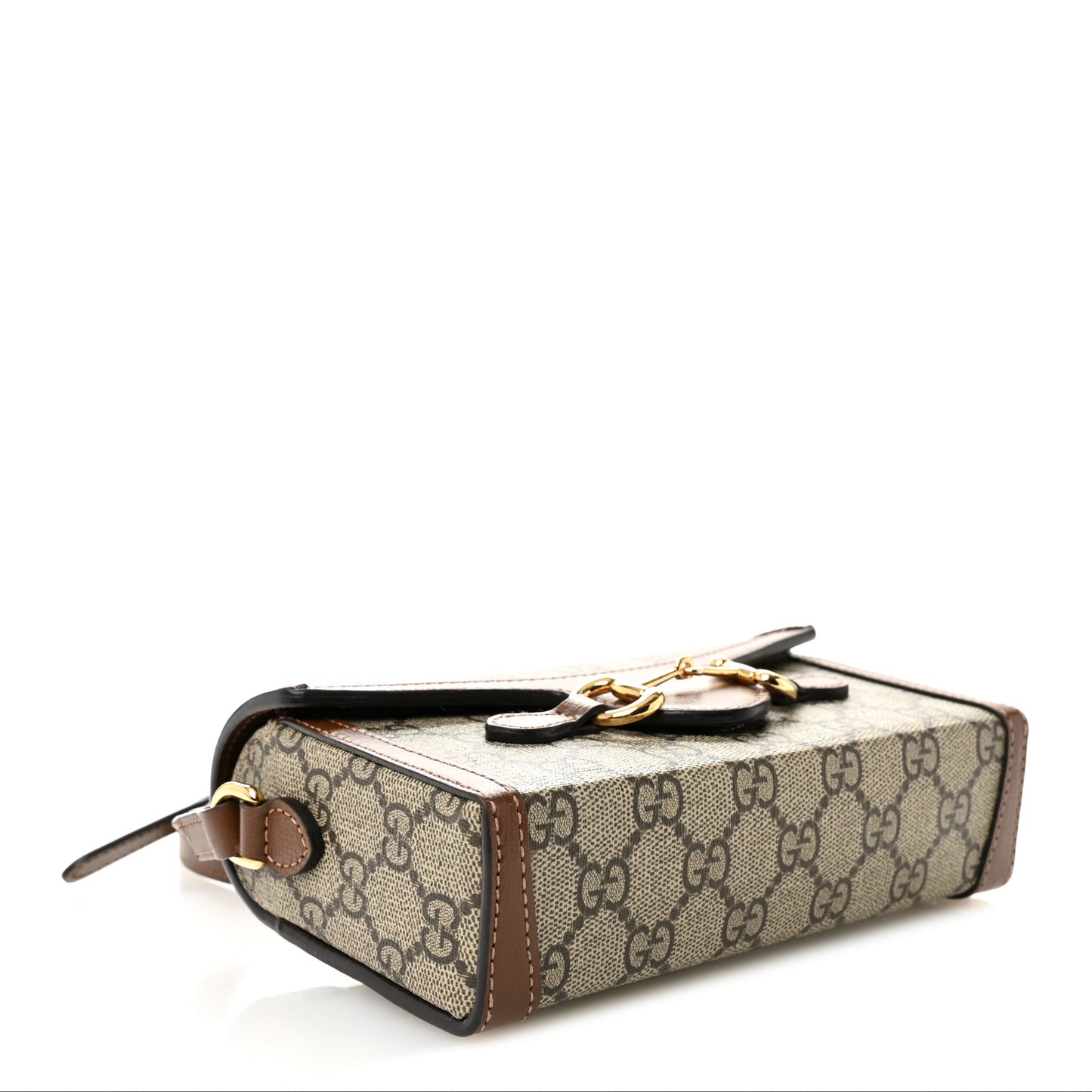 GG Supreme Monogram Mini Horsebit 1955 Shoulder Bag Beige Brown Sugar