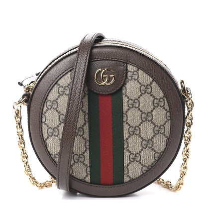 Gucci GG Supreme Monogram Web Mini Ophidia Round Shoulder Bag Brown 1 of 8