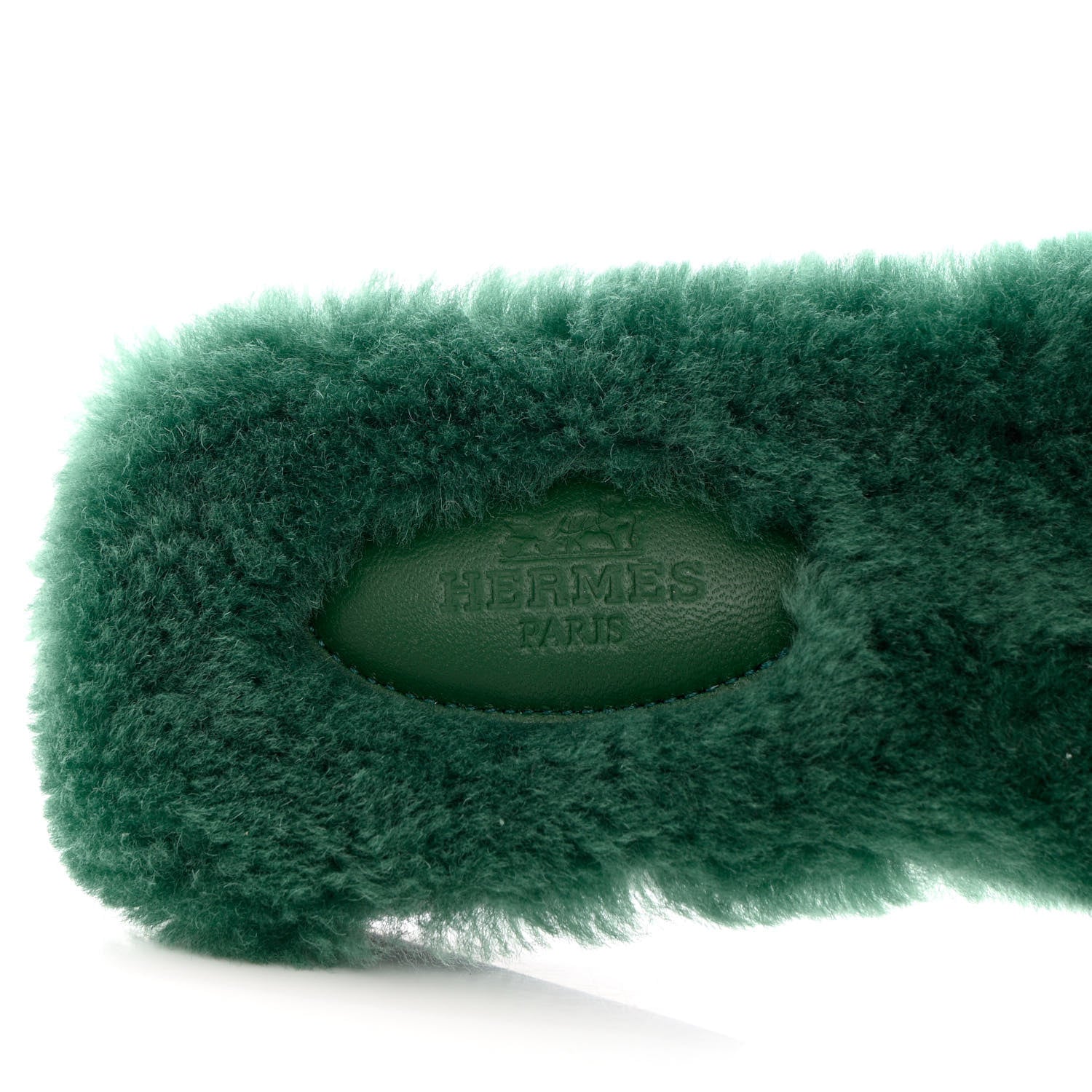 Hermes Woolskin Oran Sandals 40 Vert Anglais 6 of 8