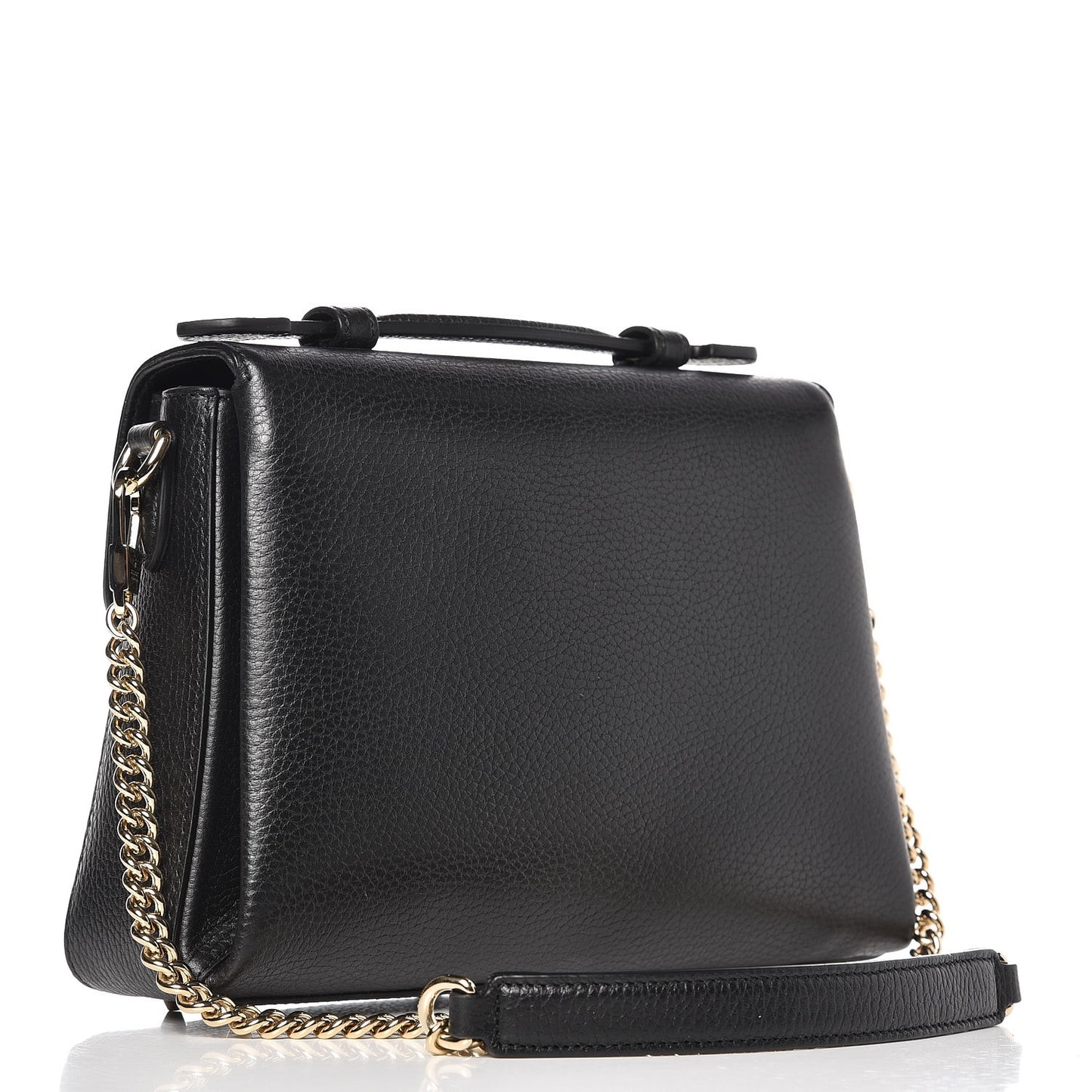 Dollar Calfskin Interlocking G Top Handle Shoulder Bag Black