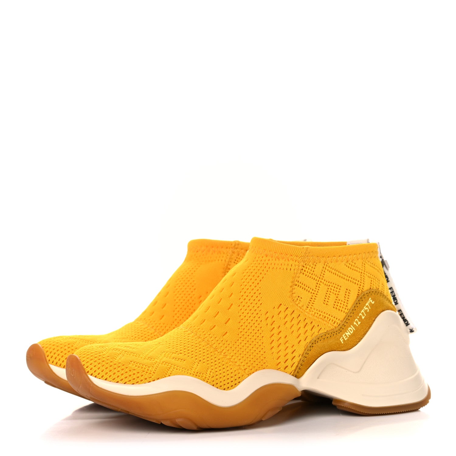 Fendi Technical 3D Mesh Womens FFluid Zip Up Sneakers 37 Reggae Corn White 3 of 11