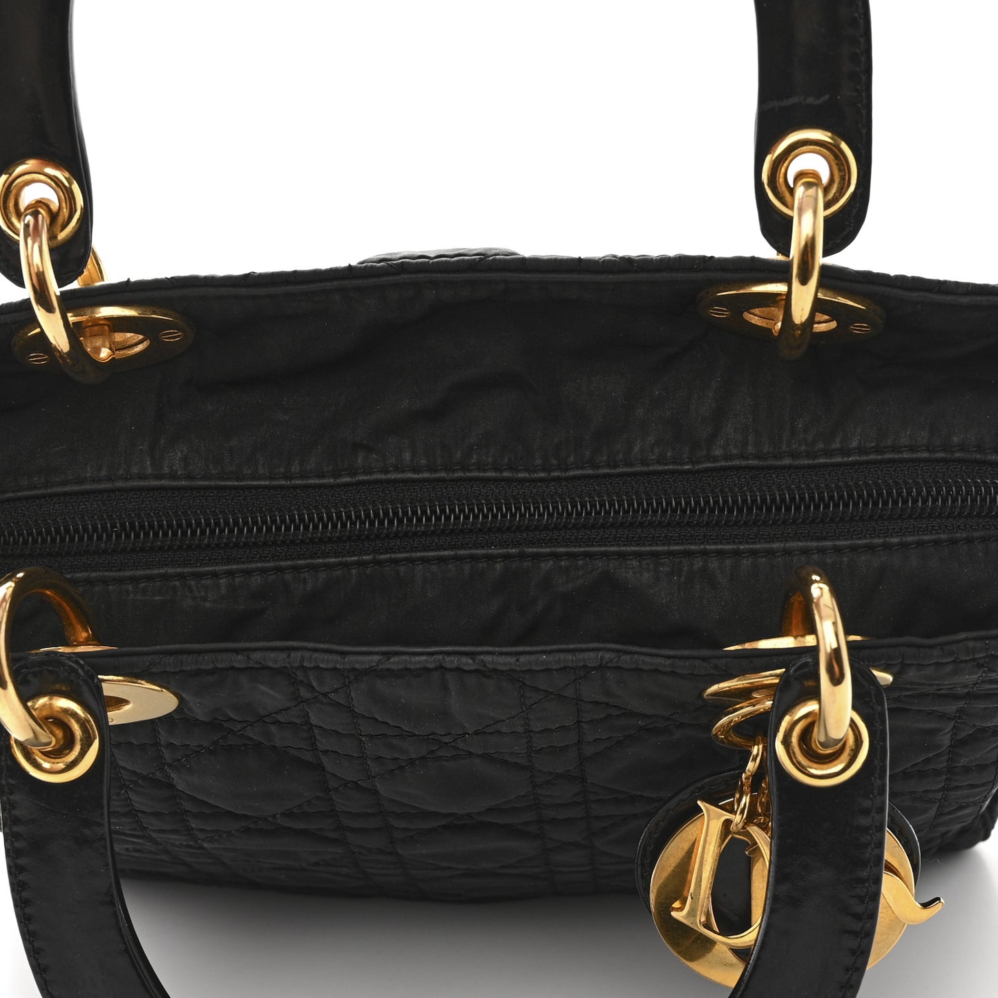 Nylon Cannage Medium Lady Dior Black