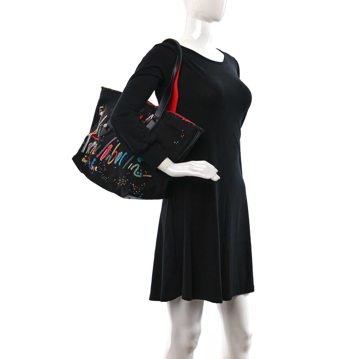 Christian Louboutin Canvas Frangibus Starlight Tote Black 2 of 8