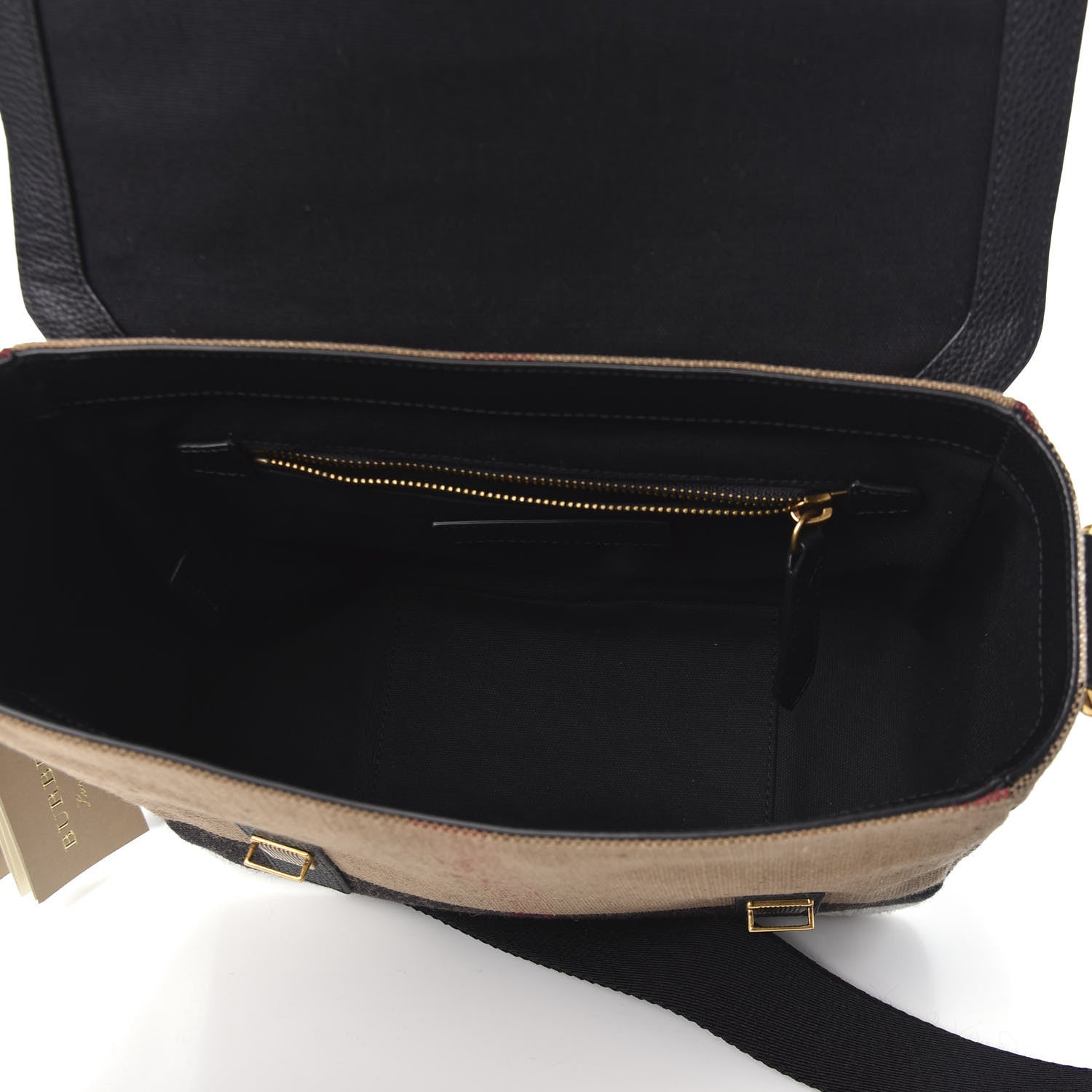 Burberry Canvas Mega Check Large Baildon Messenger Bag Black 5 of 8