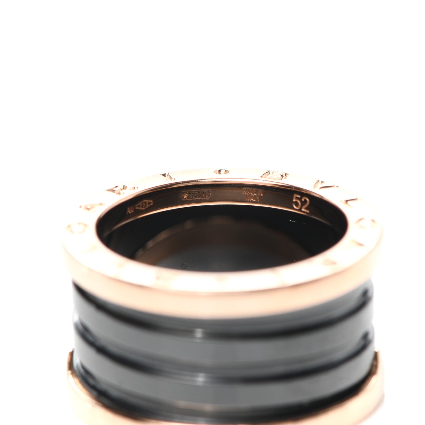 18K Rose Gold Black Ceramic B.Zero1 Four-Band Ring 52 6
