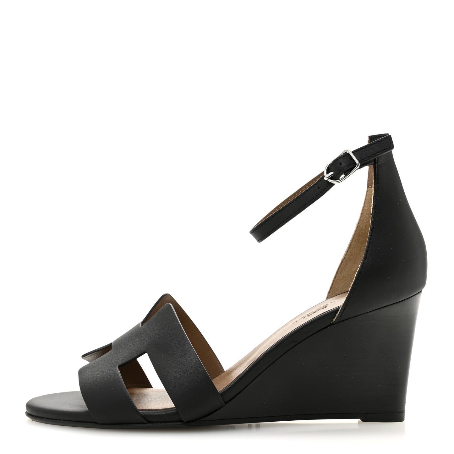 Calfskin Legend Wedge Sandals 38.5 Black