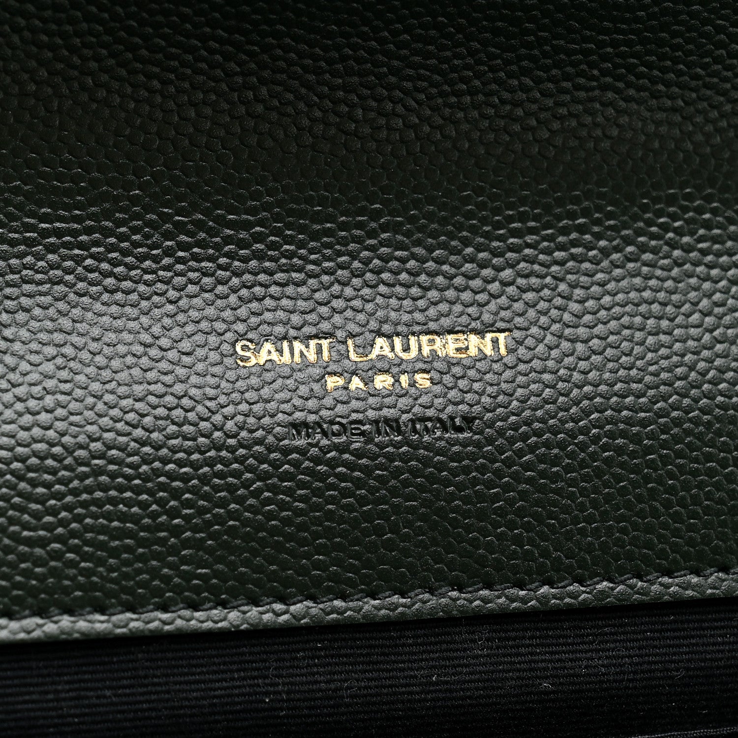 Saint Laurent Grain De Poudre Textured Mixed Matelasse Triquilt Monogram Clutch Vert Fonce 6 of 8