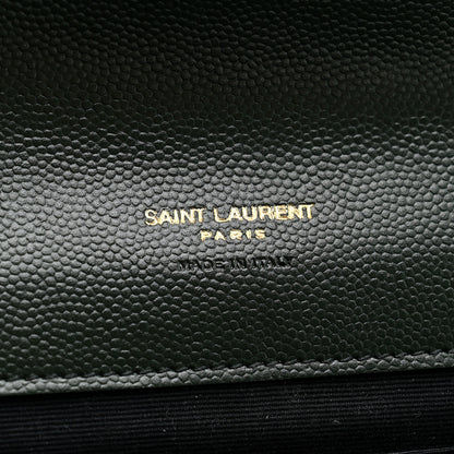 Saint Laurent Grain De Poudre Textured Mixed Matelasse Triquilt Monogram Clutch Vert Fonce 6 of 8