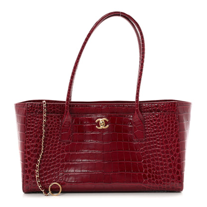 Chanel Calfskin Crocodile Embossed Archetype Small Shopping Tote Burgundy 1 of 11