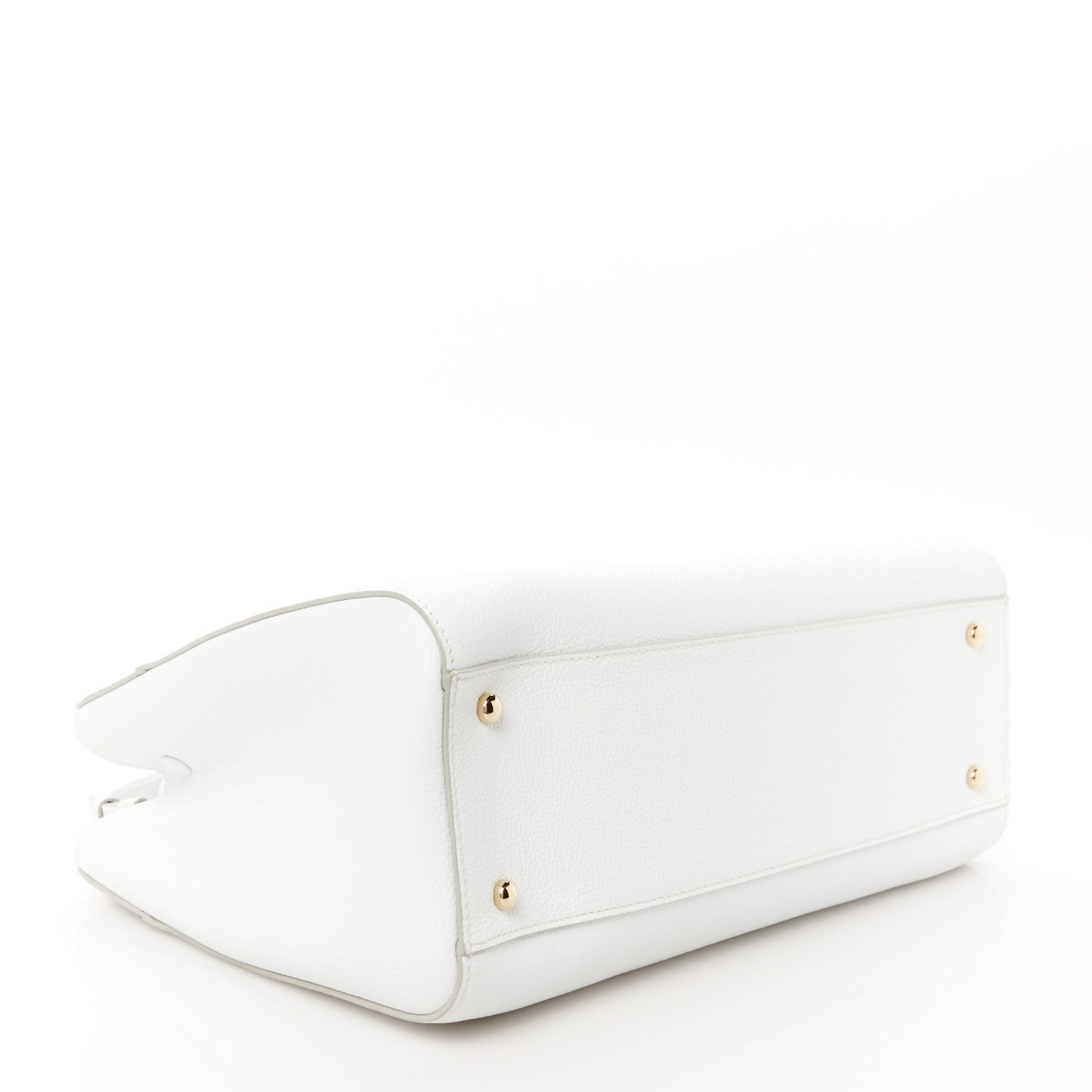 Grained Calfskin Small Neo Executive Shopper Tote White