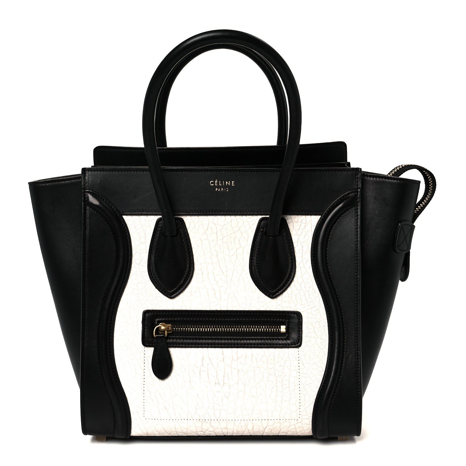 Celine Shrunken Lambskin Micro Bi-Color Luggage Black White 1 of 9