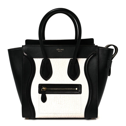 Celine Shrunken Lambskin Micro Bi-Color Luggage Black White 1 of 9