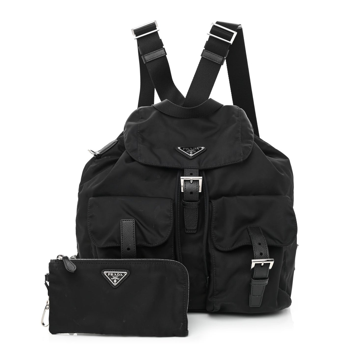 Re-Nylon Saffiano Medium Backpack Black