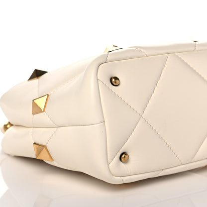 Valentino Garavani Nappa Small Roman Stud The Handle Bag Ivory 9 of 10