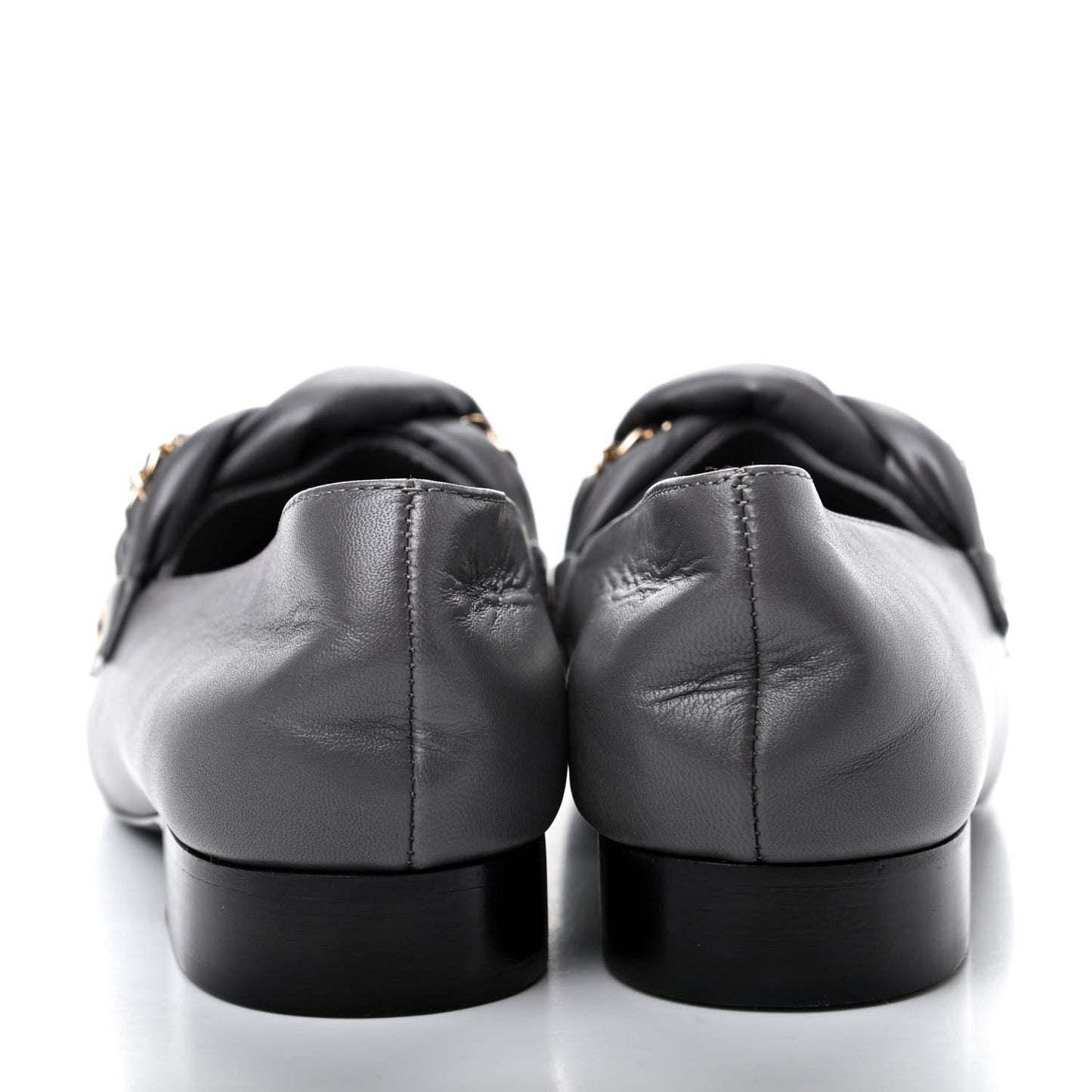 Lambskin CC Braided Chain Loafers 35.5 Grey