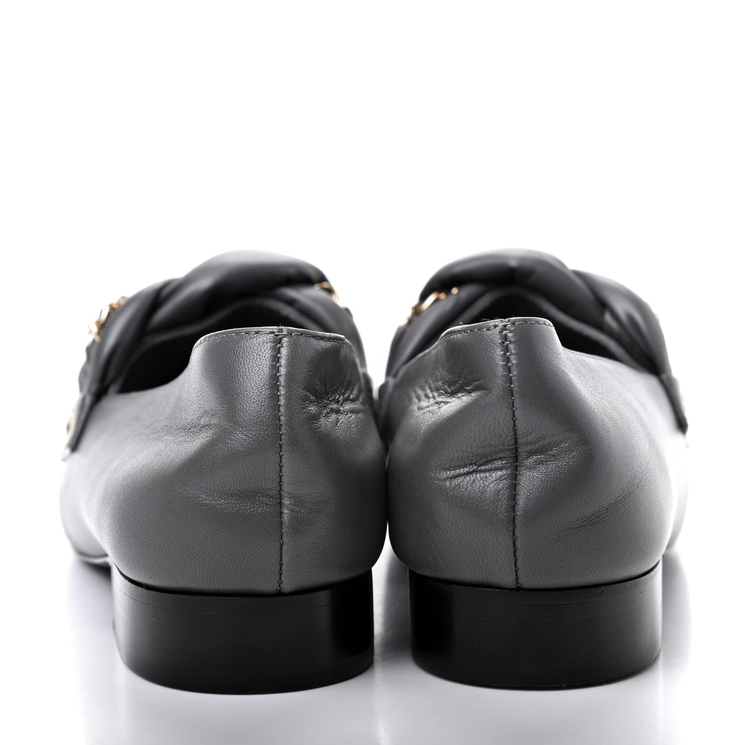 Chanel Lambskin CC Braided Chain Loafers 35.5 Grey 10 of 13