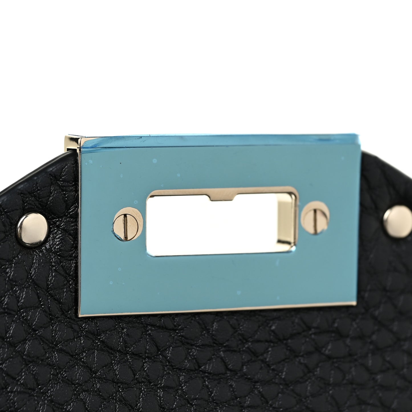 Pebbled Calfskin Rockstud Single Handle Flap Bag Black