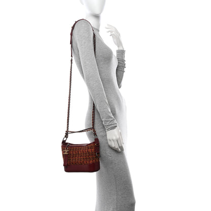 Chanel Tweed Calfskin Small Gabrielle Hobo Burgundy 2 of 12