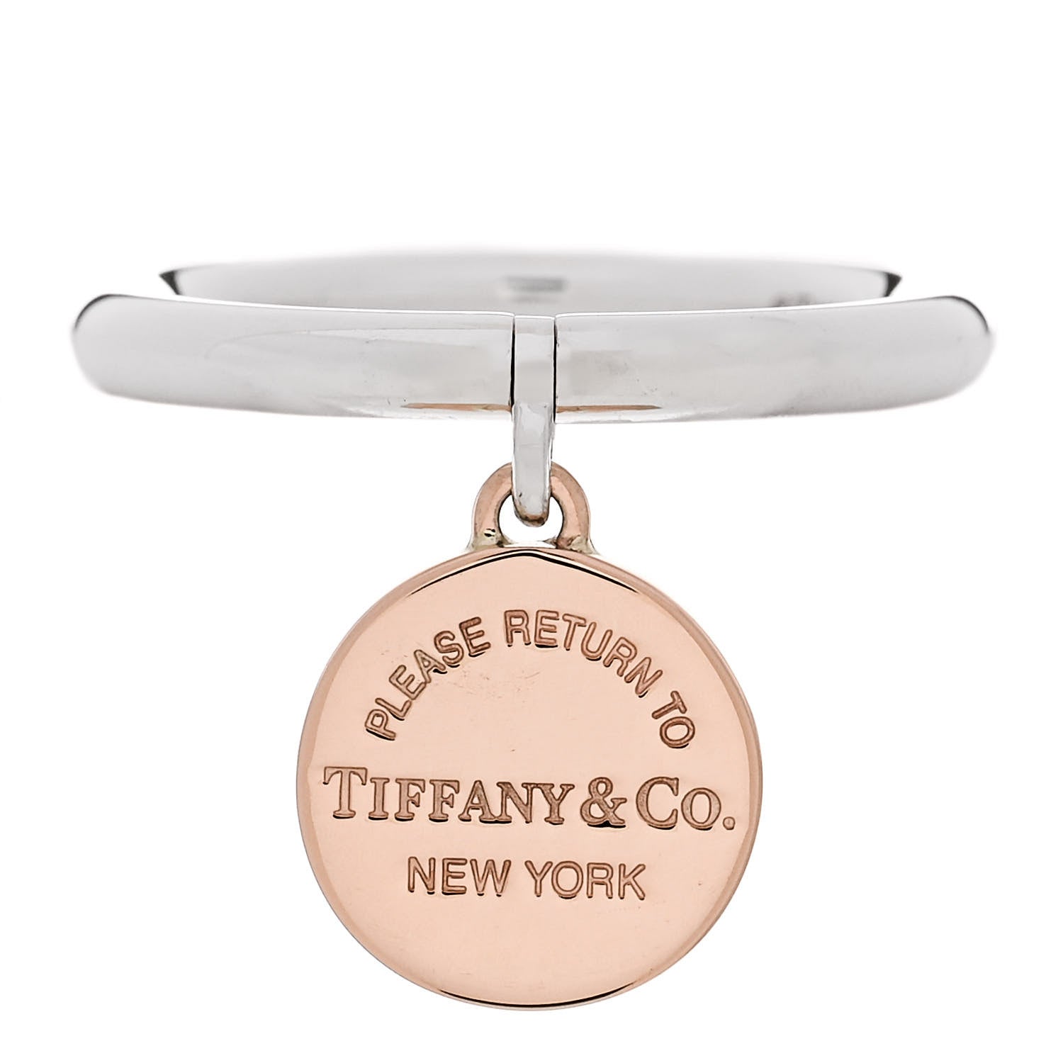 Tiffany Sterling Silver Return to Tiffany Round Charm Ring 53 6.5 1 of 4