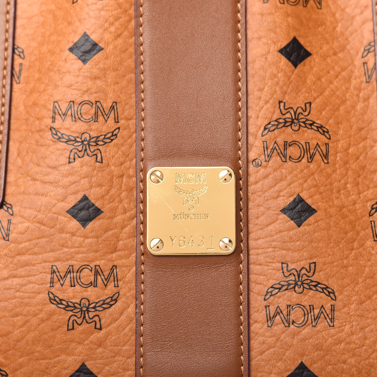 MCM Visetos Large Liz Reversible Shopper Tote Cognac 9 of 10