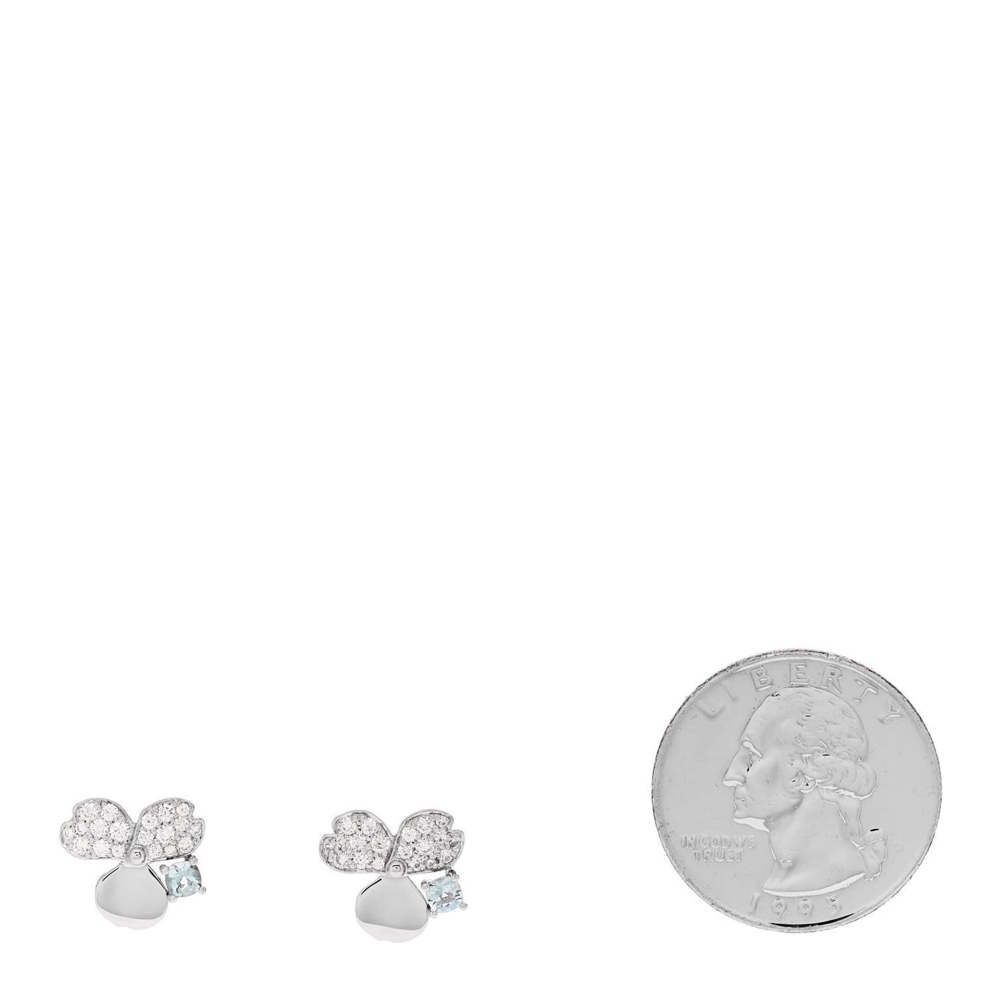 Platinum Diamond Aquamarine Paper Flowers Earrings