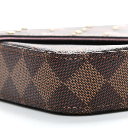 Louis Vuitton Damier Ebene Studded Pochette Felicie Chain Wallet 8 of 9