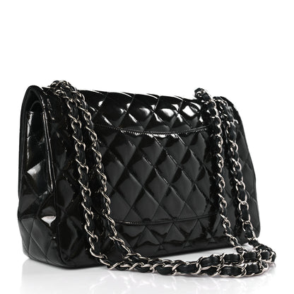 Chanel Striated Patent Quilted Jumbo Double Flap Black 3 of 9