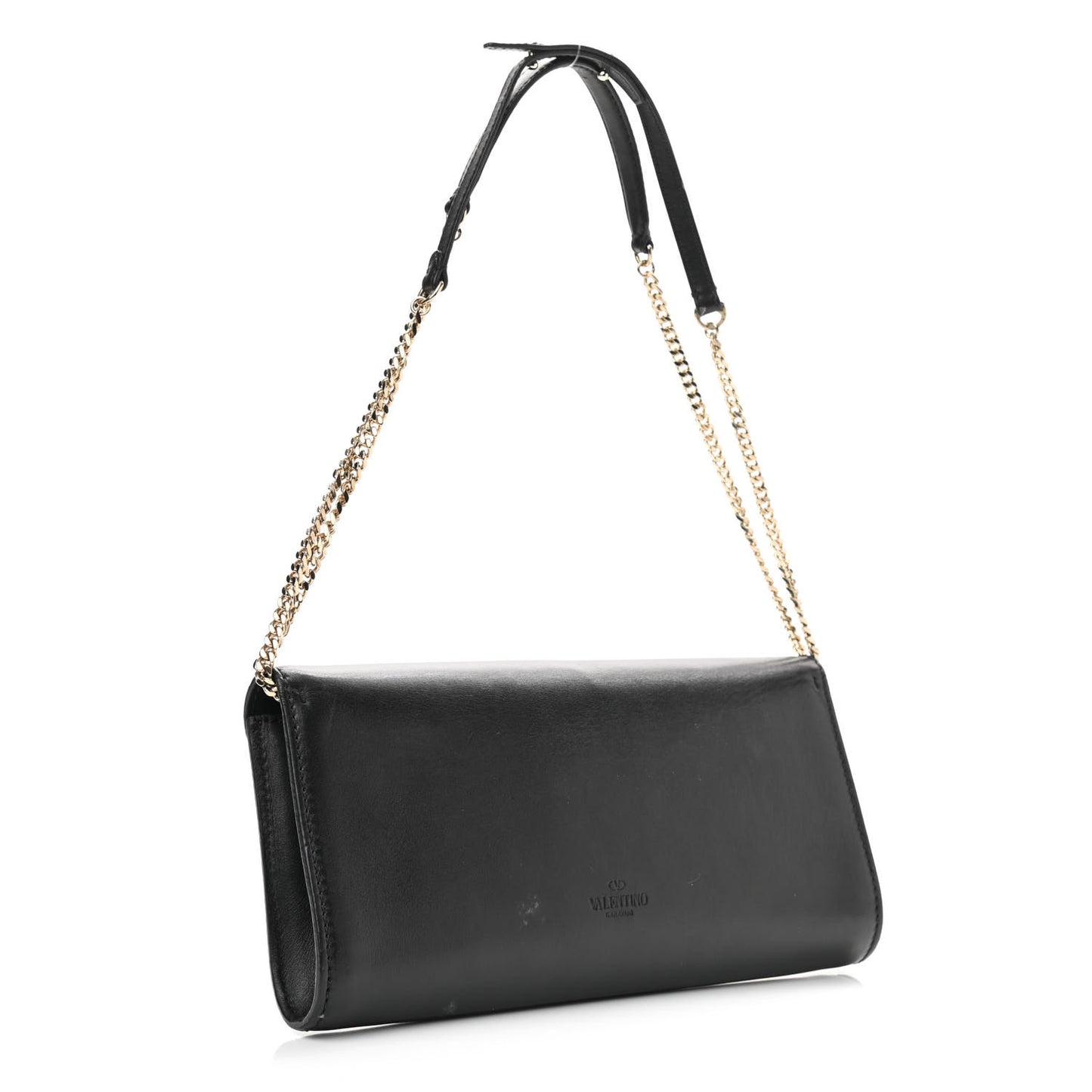 Vitello Demilune Chain Clutch Black