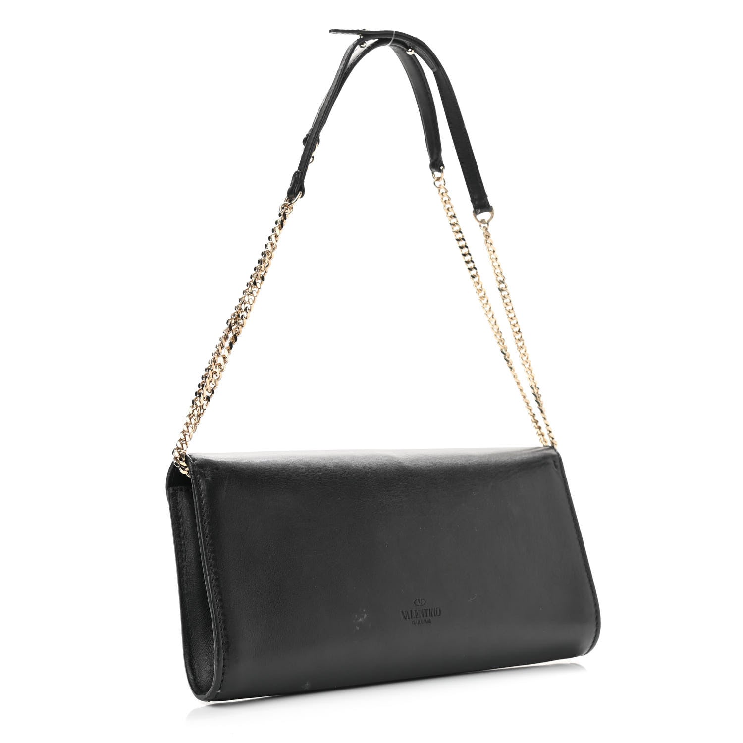 Valentino Garavani Vitello Demilune Chain Clutch Black 3 of 11