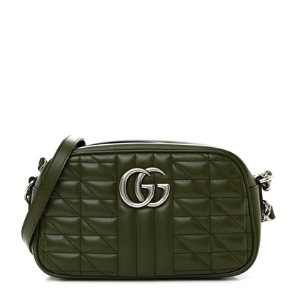 Gucci Calfskin Matelasse Aria Small GG Marmont Chain Shoulder Bag Military Wood 1 of 10