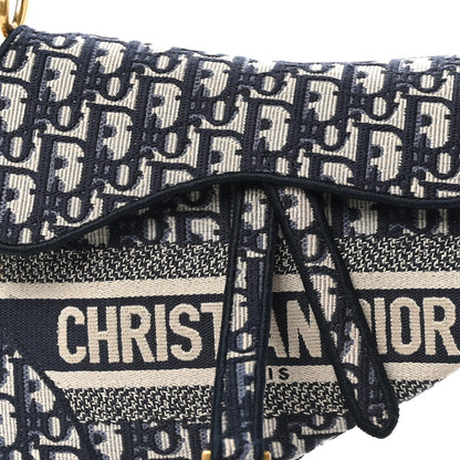 Christian Dior Oblique Embroidered Saddle Bag Blue 8 of 10