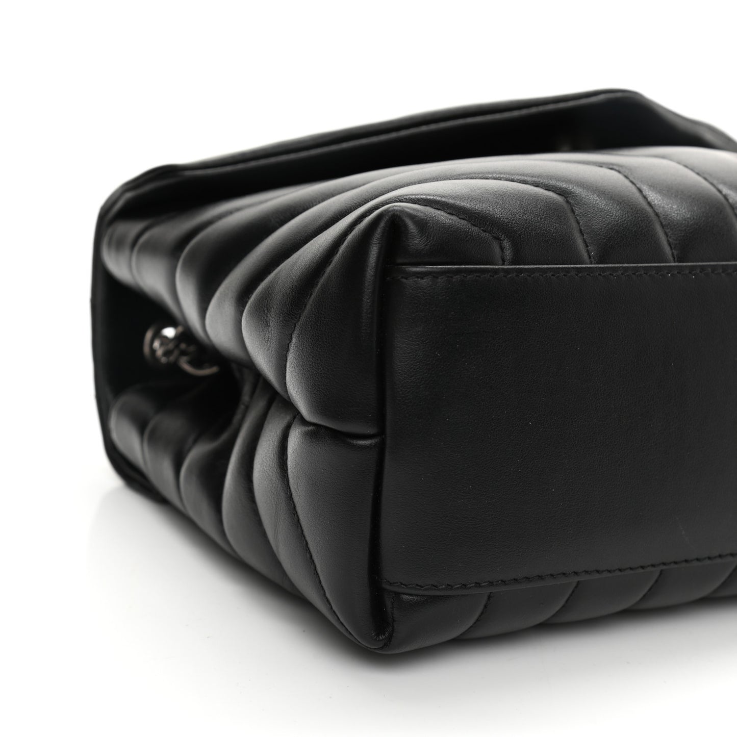 Calfskin Y Quilted Monogram Small Loulou Chain Satchel Black