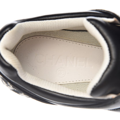 Chanel Calfskin Tweed CC Sneakers 38 Black White 6 of 11