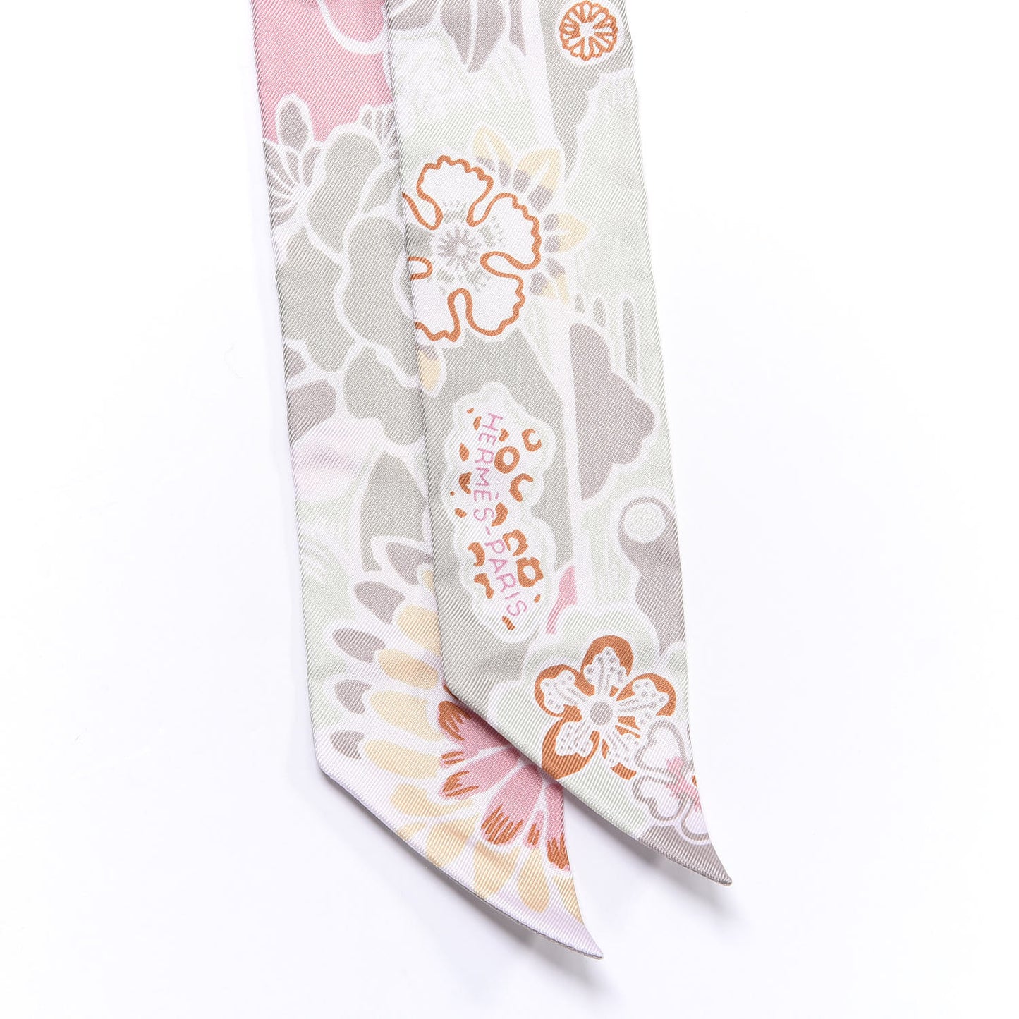 Silk Bingata Twilly Vieux Rose Vert De