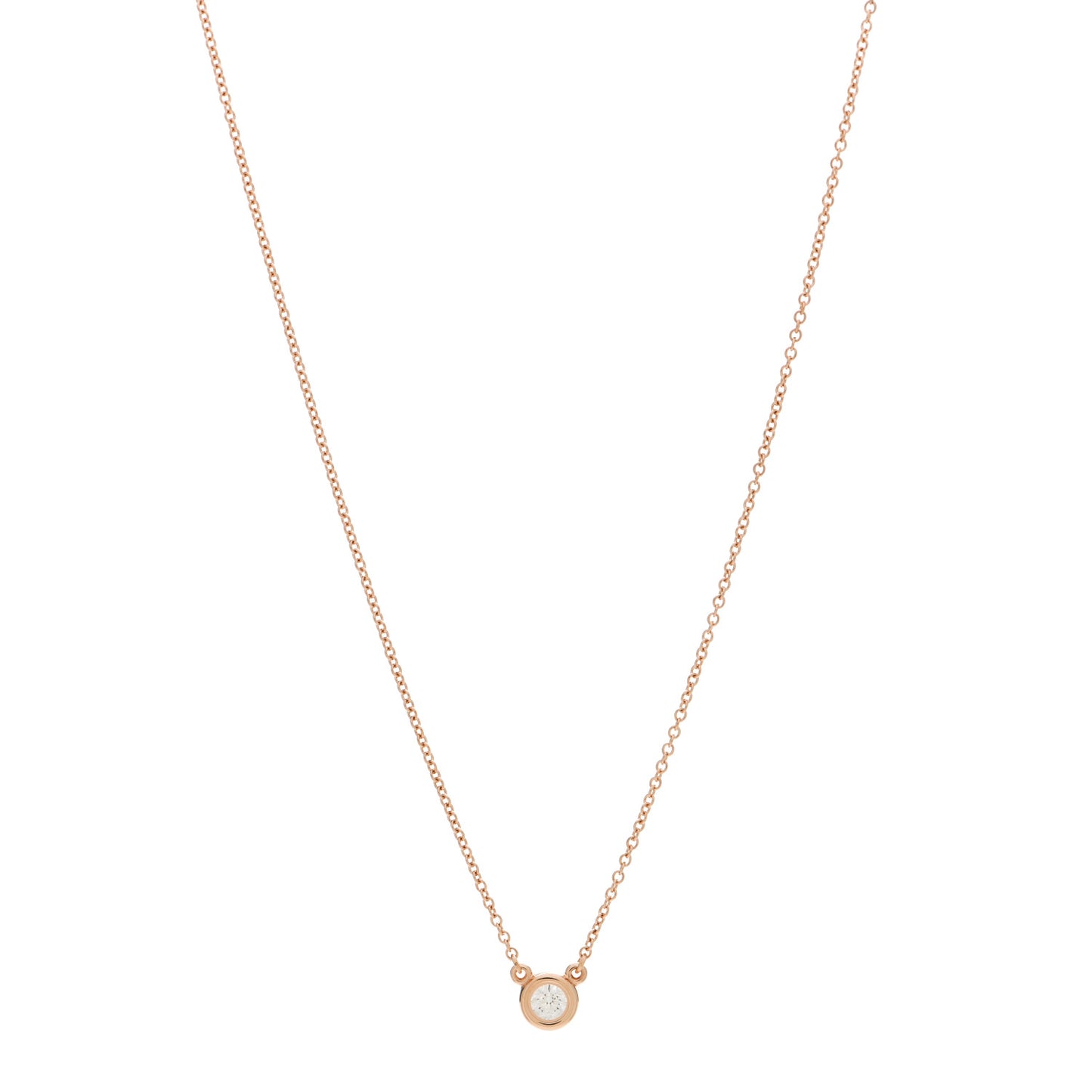 18K Rose Gold Diamond .17ct Elsa Peretti Diamonds by the Yard Pendant Necklace