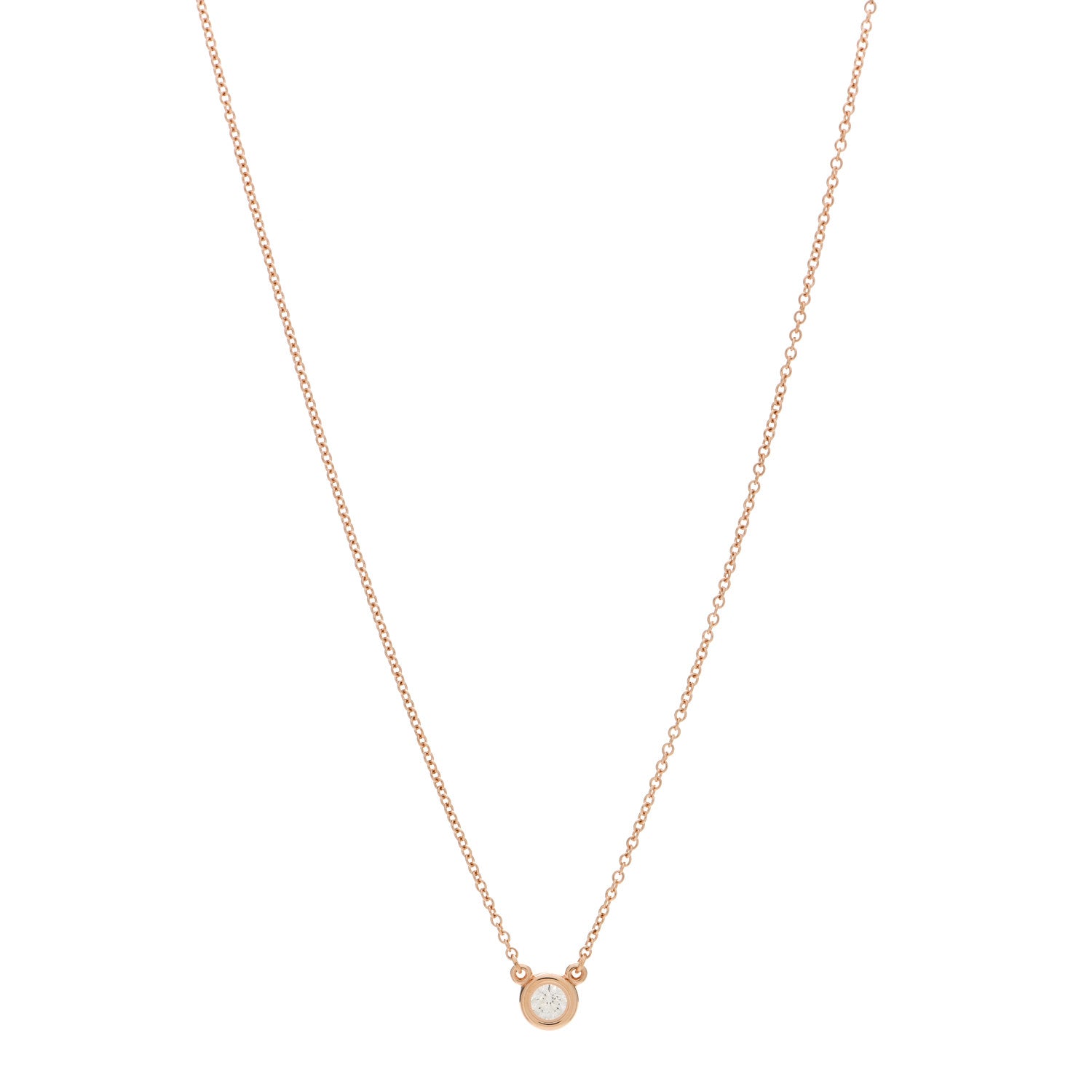 Tiffany 18K Rose Gold Diamond .17ct Elsa Peretti Diamonds by the Yard Pendant Necklace 1 of 7